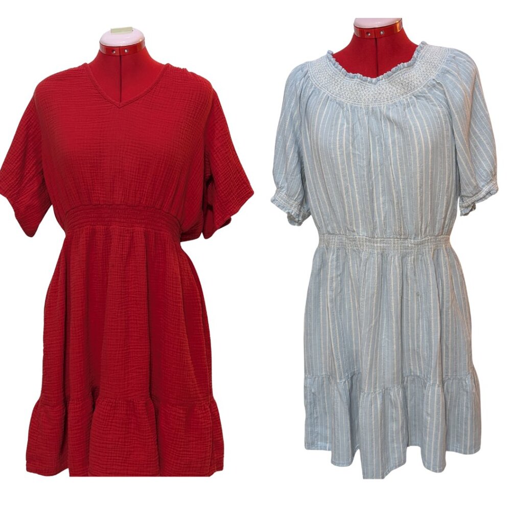 Cotton Blend-Elastic Waist-2-Dress Bundle